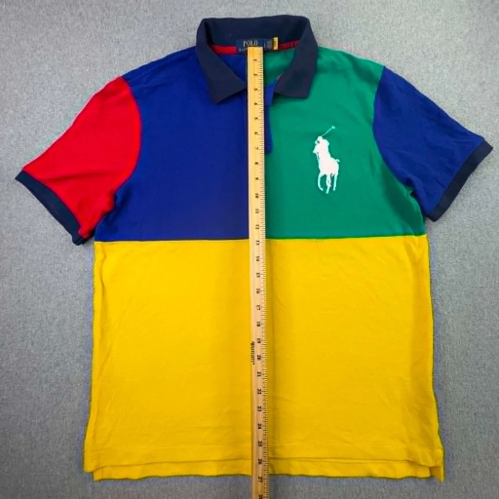 Polo Ralph Lauren Polo Shirt Mens Large Multi Color Block Big Pony Classic Fit